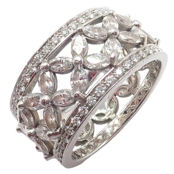 Authentic! Tiffany & Co Platinum 2.34ctw Diamond Victoria Wide Band Ring sz 5.5 - Picture 1 of 12